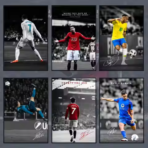 Soccer Player CR7 Ronaldo Poster PP Self Adhesive Decorative Poster Waterproof Waterproof for Apartm
