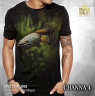kaos channa snakehead fish toman baju t-shirt ikan channa barca - channa 4 3xl