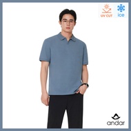 [ANDAR Korea] Airyfit Men Open Collar Polo Shirt | UV Protection Cooling T-Shirt | Lightweight Quick