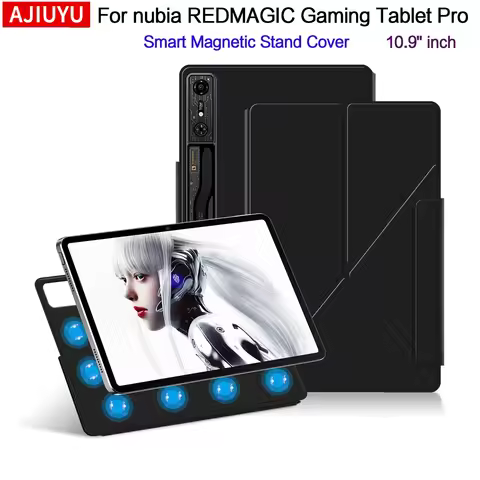 Magnetic Case For ZTE Nubia REDMAGIC Gaming Tablet Pro 2024 Red Magic Nova 10.9 inch Stand Cover Red