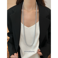 Akoya Platinum Gray Pearl Necklace 6mm