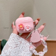 Simple Cute Pink Yarn Flowers AirPods Pro3 Case AirPods 4/4anc Case AirPods Case For AirPods 1/2/3/4