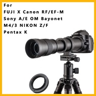 JINTU 420-800mm f/ 8.3 Manual Telephoto Zoom Lens + T-Mount for  X / RF / EF-M / A / E / OM Bayonet 