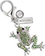 MC344 Little Crystal Frog Lobster Clasp Charm for Women Girls with Velvet Bag (Green,1 Piece), 2.1 c
