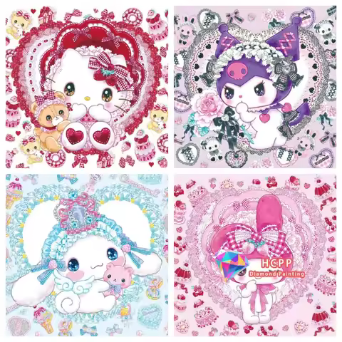 Kulomi Hello Kitty Cinnamon Melody Diamond Painting Kit Square Round Diamond 5D DIY Mosaic Handmade 