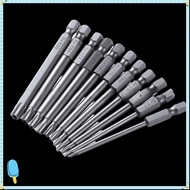 BLUEMING 11pcs Screwdriver Bit Set, 1/4 Inch Hex Shank S2 Alloy Steel Torx Security Bits, Durable 10