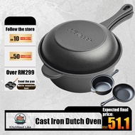 【​MYStock24H】Cast Iron Dutch Oven 1.5L | Skillet Lid Dual Use | Natural Nonstick | Induction/Gas/Ove