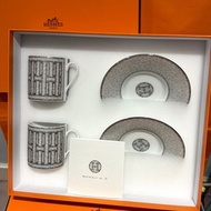 全新 愛馬仕 1 套2 set Mosaique au 24 platinum coffee cup and saucer 咖啡杯 連碟 Hermes 陶瓷 全新 Nespresso espresso