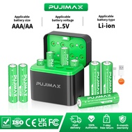 【⚡Ready Stock】 PUJIMAX 4-Slot 8-Slot 1.5V Li-ion AA/AAA Battery Charger Fast Charge Ship in 24h
