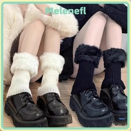 MELENSG Fur Boots Cover, Solid Color Harajuku Leg Warmers,  Knitted Thickened Calf Socks Women