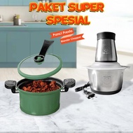 (SS) Free GIFT Bundling Viral 22cm Pressure Cooker + Meat Blender Chopper