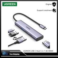 UGREEN Revodok 105 USB C Hub 5 In 1ตัวแปลงแบบหลายพอร์ต4K HDMI 100W Power Delivery 3พอร์ตข้อมูล USB-A
