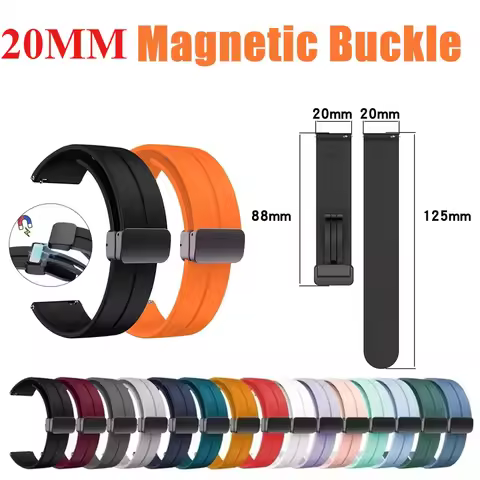 20mm Silicone Magnetic Strap For Amazfit GTR 42mm/GTS 3 2 E/Bip Youth/Bip S Lite/Bip Pace Lite/Bip U