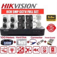 HIKVISION 5MP FULL SET 8 CHANNEL 5MP HD CCTV 8CH DVR + CAMERA + 1TB HARDDISK + 10A POWER SUPPLY + BN