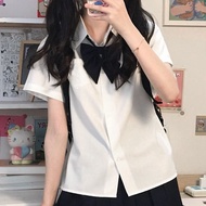 เสื้อเชิ้ตแขนสั้นผู้หญิงสไตล์พื้นฐาน คอปก ชุดนักเรียน ชุดนักศึกษา ฤดูร้อน 2024 จีนแผ่นดินใหญ่ ชุดนัก