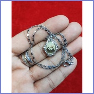 ◈ ☇◑ ㍿ St. Padre Pio Metal Silver Pendant Necklace