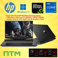 #1371 Used / 2nd Hand HP Pavilion Gaming 15 Purple Laptop 10th Gen i7 16GB RAM 512GB SSD NVIDIA GEFORCE GTX1650Ti 1 Yr