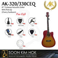 A&amp;K AK-320/330CEQ 41'' Cutaway Acoustic Guitar With Pick Up (Cherry Sunburst) (AK320/330CEQ)
