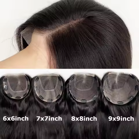 Closed Lace Topper for Women European Virgin Human Straight Hair 4X4 inch HD Lace Wefted Topper 6X6/