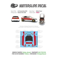 FS019 - HW LA Convention EK9 White Toner Waterslide Decal for 1/64 Scaled Diecast Models Hot Wheels 