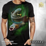kaos channa snakehead fish toman baju t-shirt ikan channa barca - channa 2 m