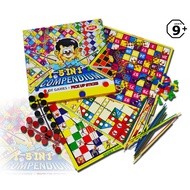 5 In 1 Compendium Board Games For Multiplayer & Pick Up Sticks - Aeroplane/Draught/Snake/Sport/Pick 