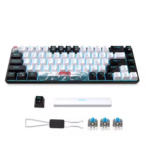 Mechanical Gaming Keyboard 68 Keys, Blue Switches & Multi-colored, Detachable Type-C Mini Gaming Key
