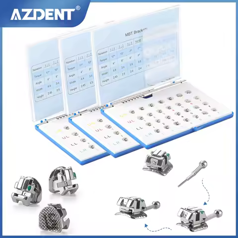3 Boxes AZDENT Dental Orthodontic Brackets Metal Self-Ligating Bracket Braces Roth/MBT 345 Hook with