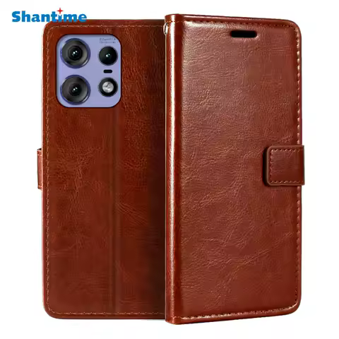 Case For Motorola Edge 50 Pro 5G Wallet PU Magnetic Flip Case Cover With Card Holder And Kickstand F