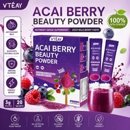 VTEAY Acai Berry Powder- Rich in Antioxidants Vitamin C , Organic Mixed Berry Formula Hot Day Drinks