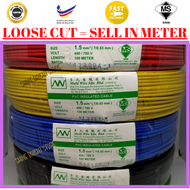 LOOSE CUT MULTI / MEGA 1.5mm (7/0.53mm) PVC Insulated Power Cable Wire / 1.5mm ELECTRIC PVC CABLE / Lighting Point Cable