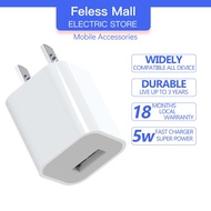 Feless 5W Charger Adapter สายชาร์จไอโฟน สำหรับเครื่องชาร์จ USB ผนังสำหรับ i-phone สมาร์ทโฟน