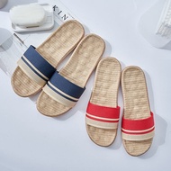 Linen slippers women s summer massage home home office floor non-slip bottom couple bedroom four sea