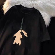 Baju Lelaki Korea | Oversize T-Shirt 100% Kapas | Corak Itik Panggang Lucu | Top Kasual Bergaya S-5X