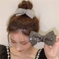 Luxury Flashing Diamond Bow Hair Tie 2023 New Style Influencer Korean Ball Head Half-Tie Hair Head R
