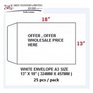 White Envelope 13″ x 18″ (A3) 100 GSM 25 pcs Per Pack (Envelope, Quality Envelope)