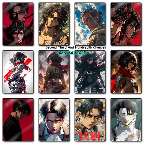 Mikasa Eren Levi A-ttack on Ti-tan Anime Fantasy Artwork Fans Art Anime Character Poster Canvas Pain