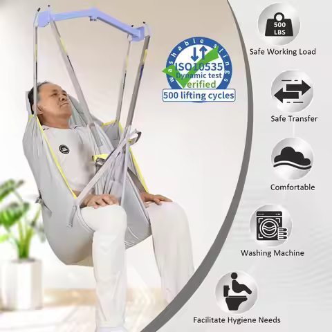 EZ Assistive Patient Lift Divided Leg Sling With High Back Head Support Transferring Hoist Sling Saf