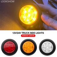 LOOKSHOW 1PC 12V/24V Truck Side Lights Trailer Clearance Lights LED Marker Lights Round Wagon Rear L