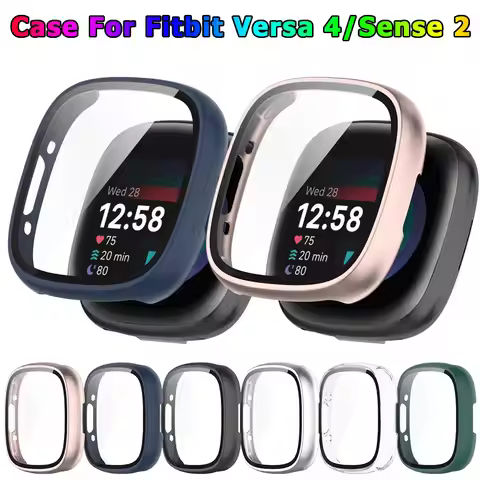 Tempered Glass + PC Case For Fitbit Versa Versa 4 All-around Bumper Anti-scratch Protective Cover Sc