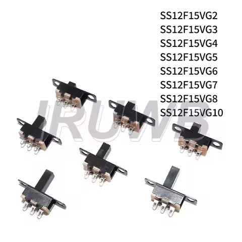 10PCS SS12F15VG7 SS12F15 SS12F15VG2 G3 G4 G5 3PIN 1P2T Slide Switch Handle High Toggle Switchs 2MM~8