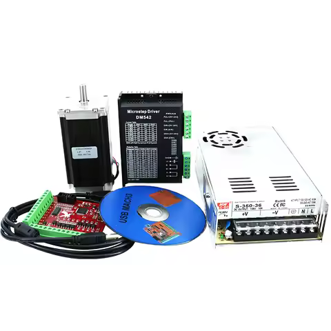 High Quality Stepper Motor Nema23 3Nm + Driver DM542 + Power Supply 350W 36V + Controller Board USB 