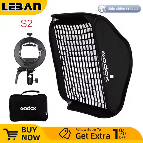 Godox S2 Speedlite Flash Holder Bracket Softbox Honeycomb Grid with Bowens Mount for Godox V1 TT685 
