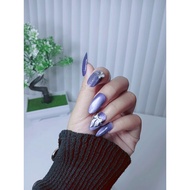 False nails/fake nails cat eye ribbon deep blue