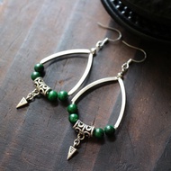 綠色鐵龍生白銅銅管耳環 耳針 耳夾