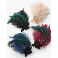 1920s Gatsby headband Gatsby headband Feather headband Retro Prom Bridal Accessories Set