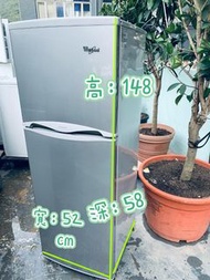 Whirlpool 惠而浦52CM寬 雙門 雪櫃 148CM高 (可改左/右門鉸) WF198 二手電器 清倉大減價 最新款 貨到付款 精選貨品 香港二手 洗衣機 二手雪櫃 搬屋 傢俬  拆舊 雪櫃圖