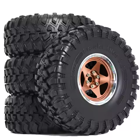 2.2" Beadlock Wheels and Tires for 1/10 RC Crawler SCX10 III 90046 TRX4 D90 2.2in Beadlock RC Rims 2