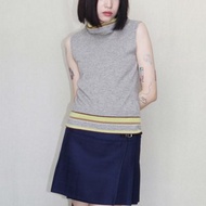 南瓜Vintage。CIVIDINI 100% Cashmere 灰色 高領 無袖 毛衣