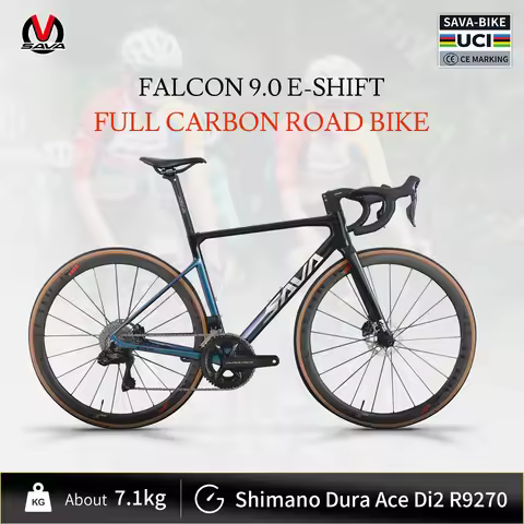 SAVA Top Road Bike Race Bike Full Carbon Fiber Electronic Shift Bike with SHIMAN0 Dura Ace Di2 24 Sh